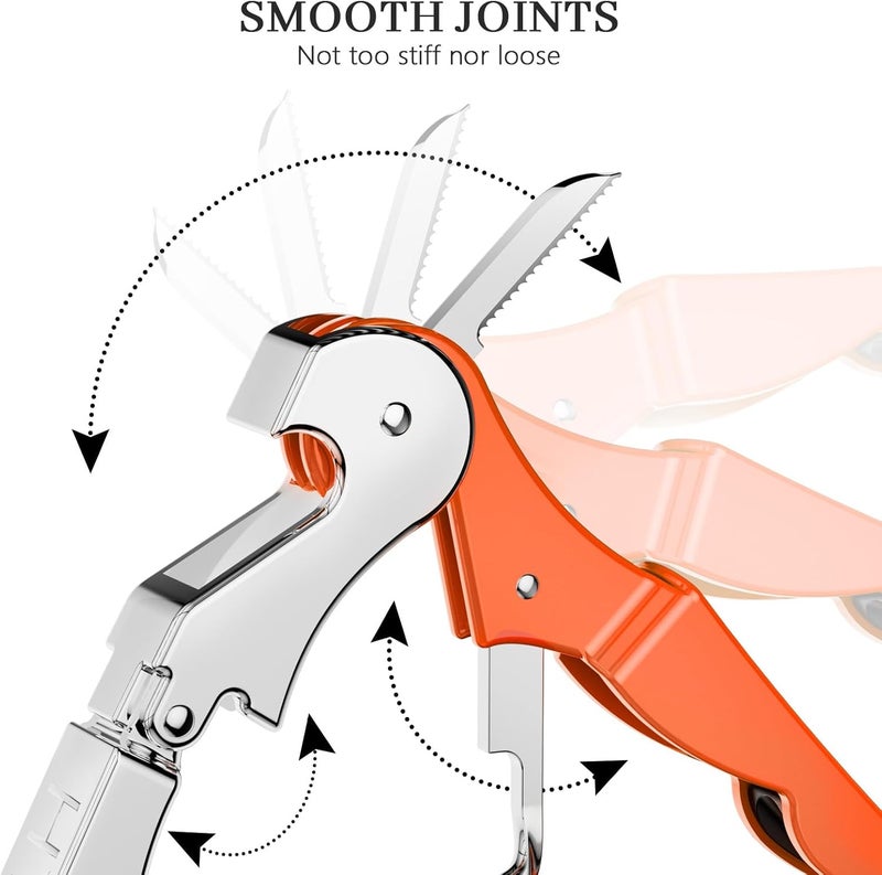 HYZ 2-Pack Wine Opener Waiter Corkscrew, Professional Wine Key for Servers, Bartender with Foil Cutter, Manual Wine Bottle Opener Double Hinged (Orange) - Image 3
